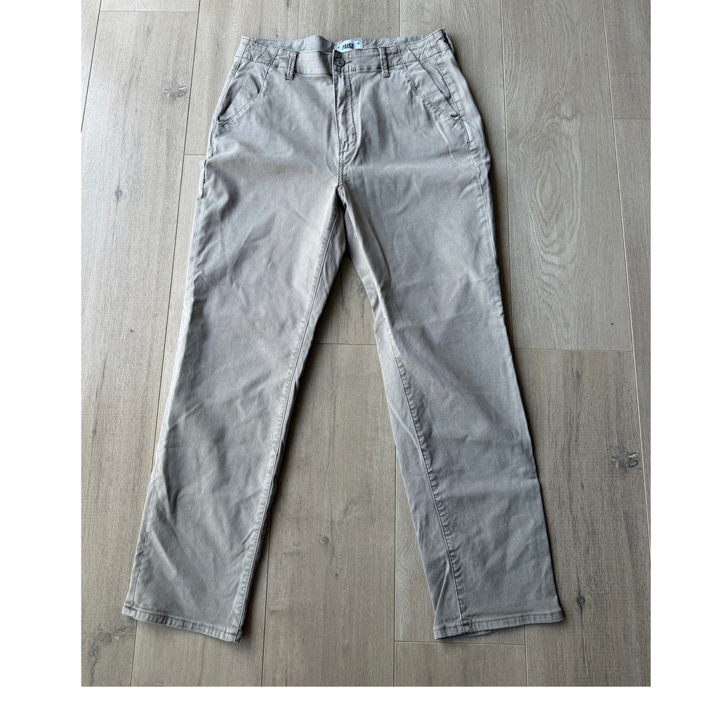 Paige Mayslie Straight Leg Trousers Taupe Grey Lyocell Size 30 8034J47-3212